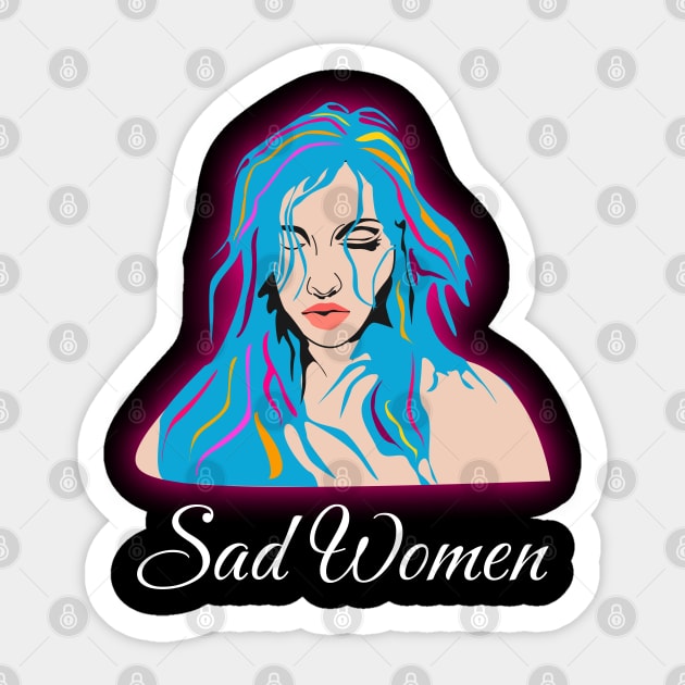 Sad Women Sticker by Womens Art Store